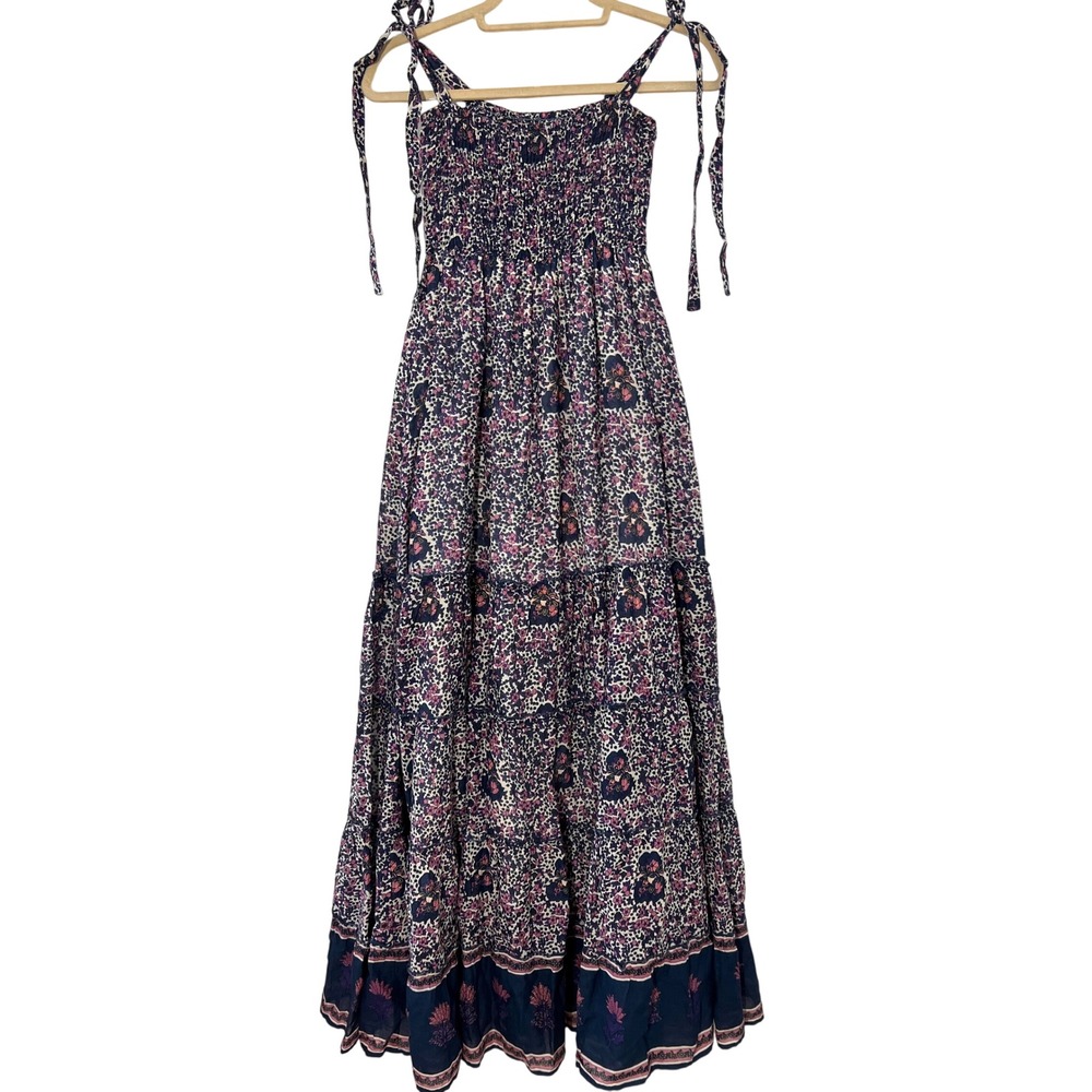 Pookie & Sebastian Tiered Maxi Dress XS/S Floral Smocked Boho Resort Cottagecore